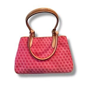 DOONEY & BOURKE Red Logo SIGNATURE CANVAS/LEATHER BUCKLE SATCHEL 9"H X 12"-14"L